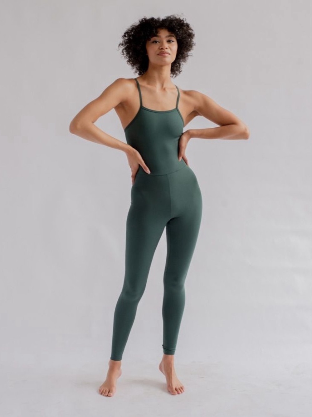 Girlfriend Collective The Unitard Yoga One Piece Jumpsuit in Moss